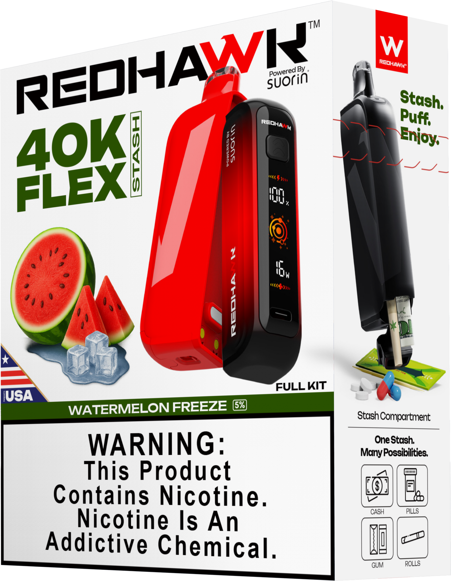 RedHawk 40K Puff FLEX Stash Disposable Vape - Watermelon Freeze