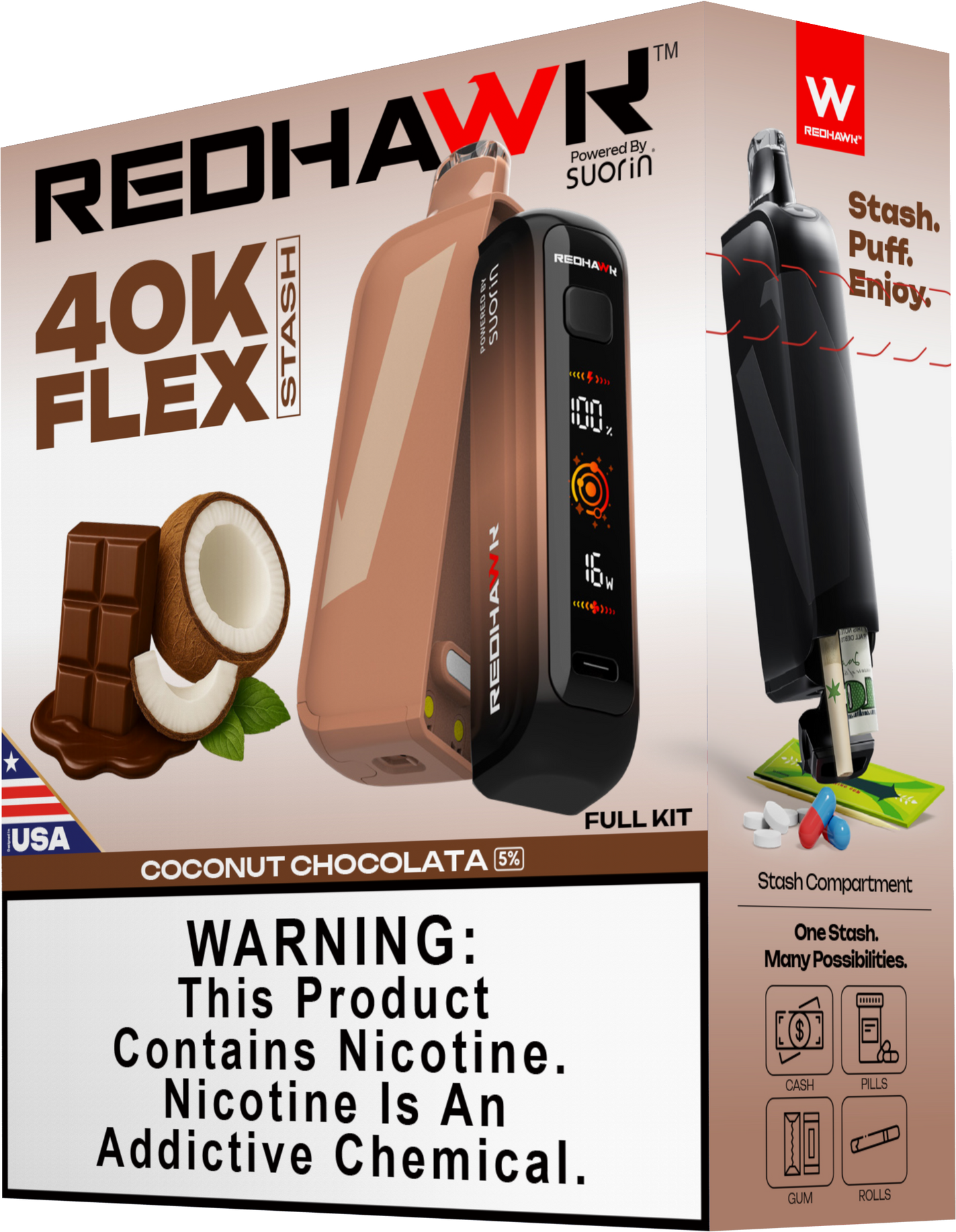 RedHawk 40K Puff FLEX Stash Disposable Vape - Coconut Chocolata