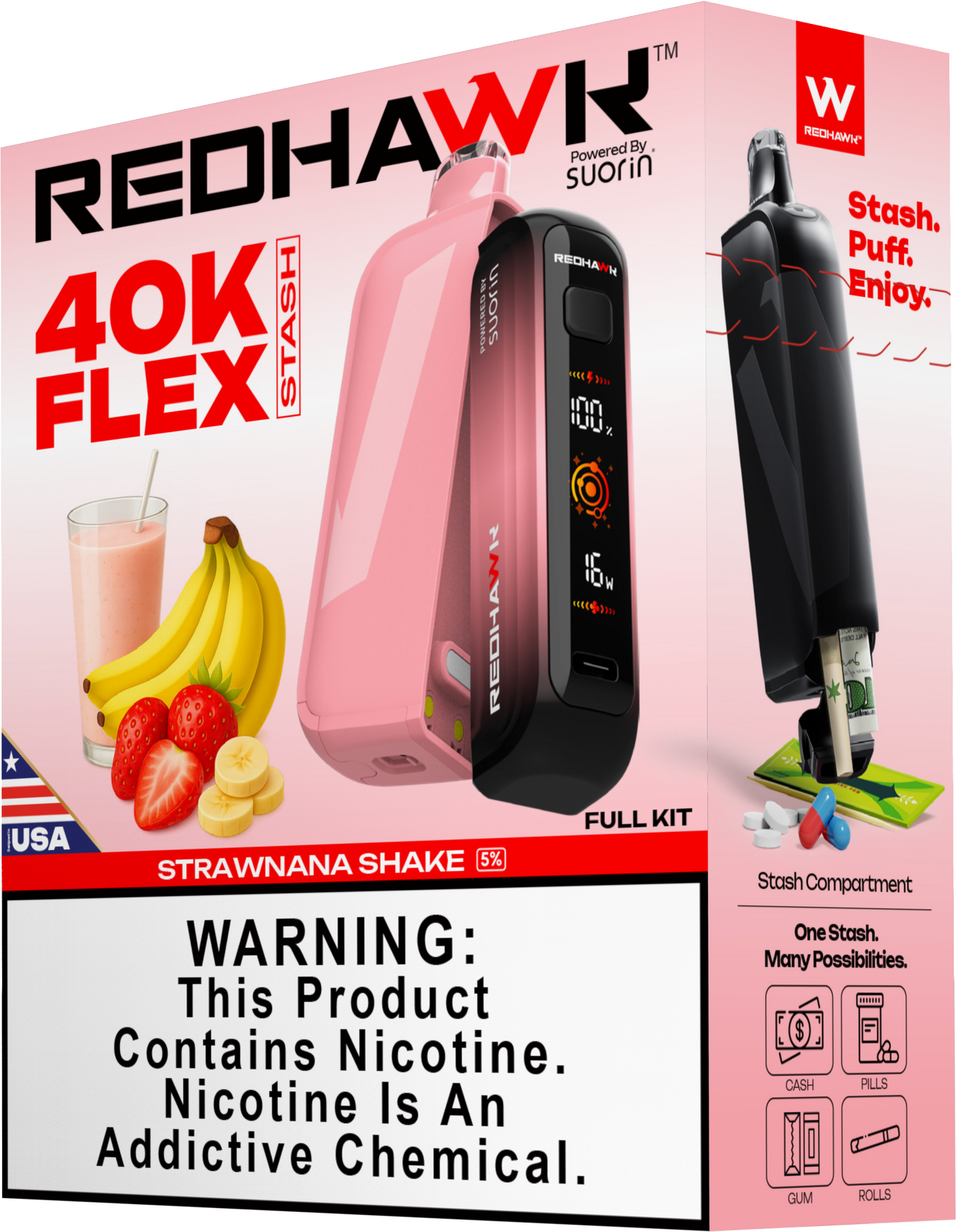RedHawk 40K Puff FLEX Stash Disposable Vape - StrawNana Shake