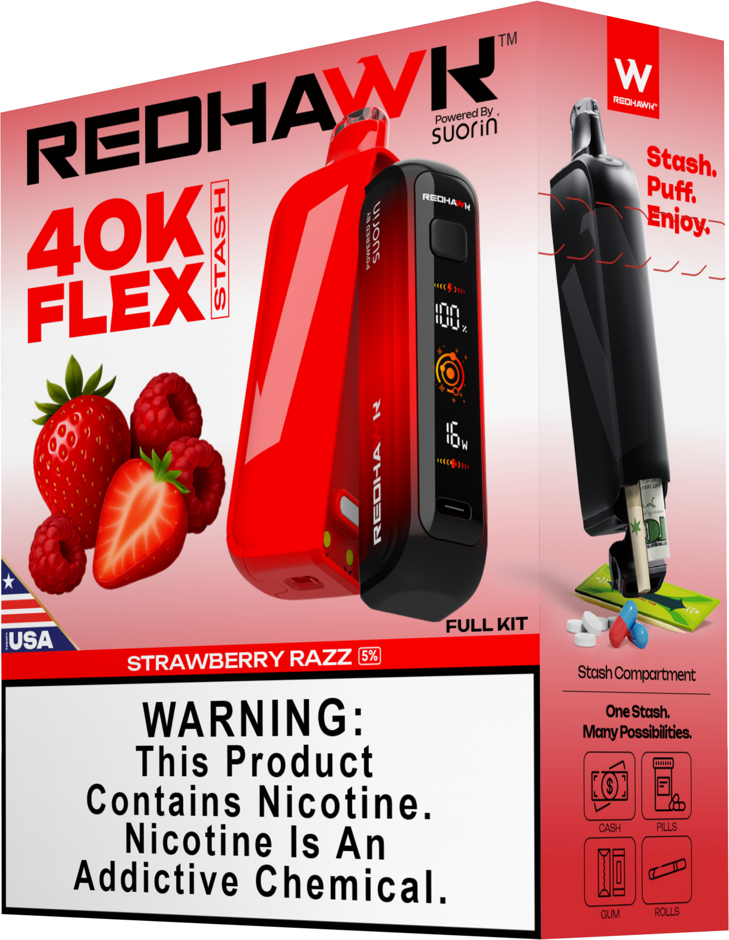 RedHawk 40K Puff FLEX Stash Disposable Vape - Strawberry Razz