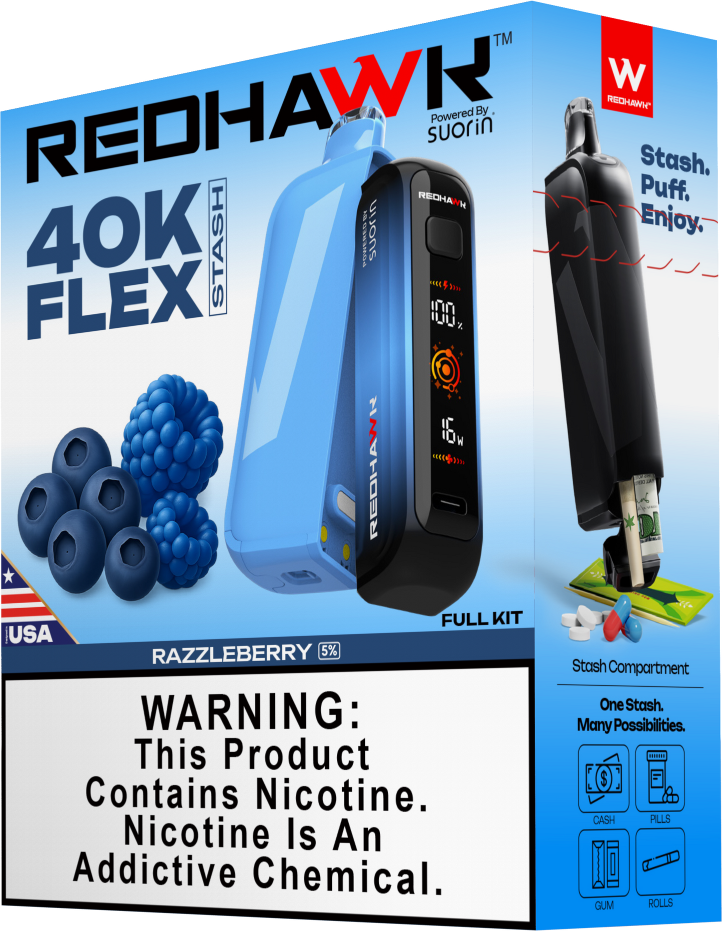 RedHawk 40K Puff FLEX Stash Disposable Vape - RazzleBerry
