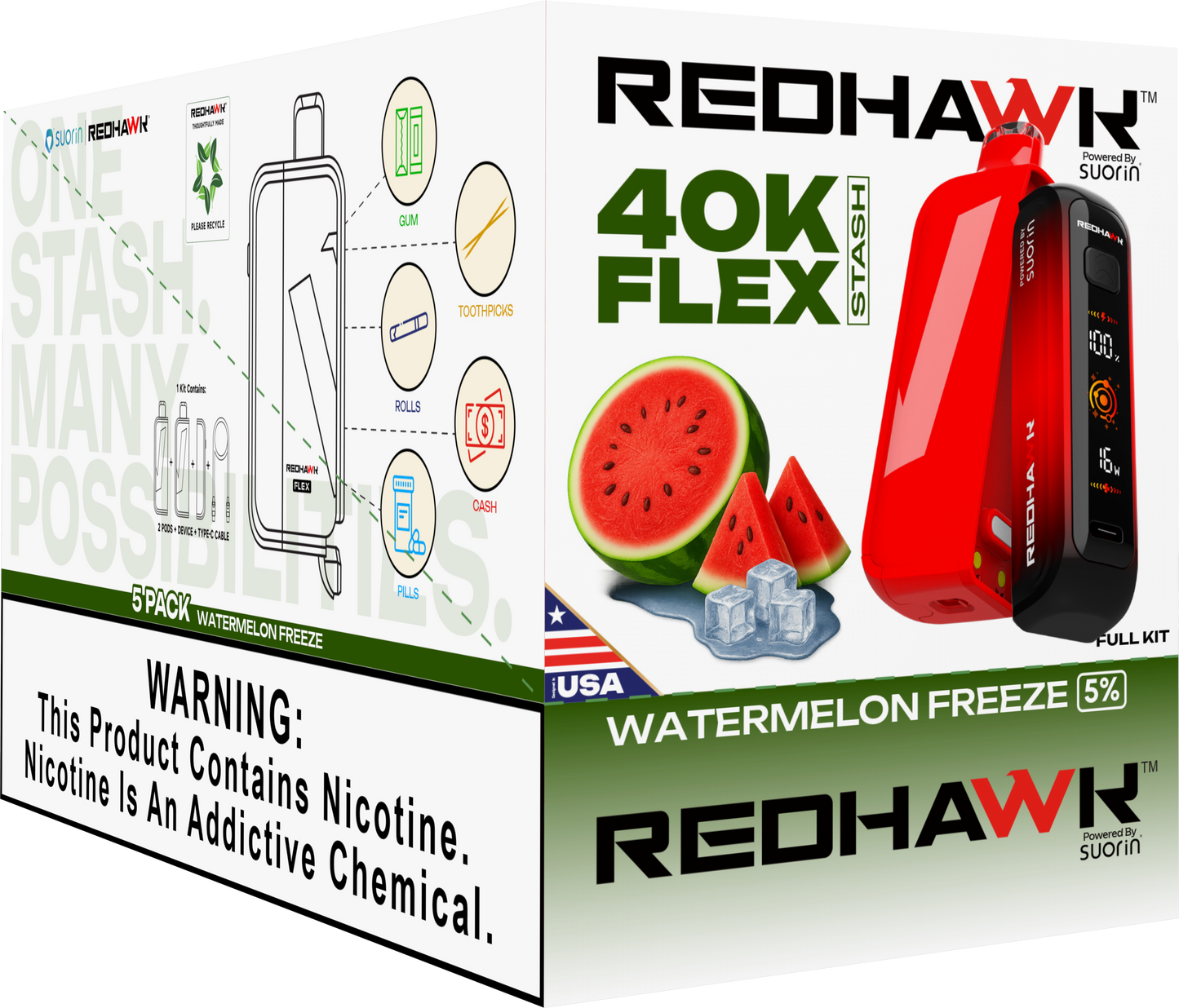 RedHawk 40K Puff FLEX Stash Disposable Vape - Watermelon Freeze