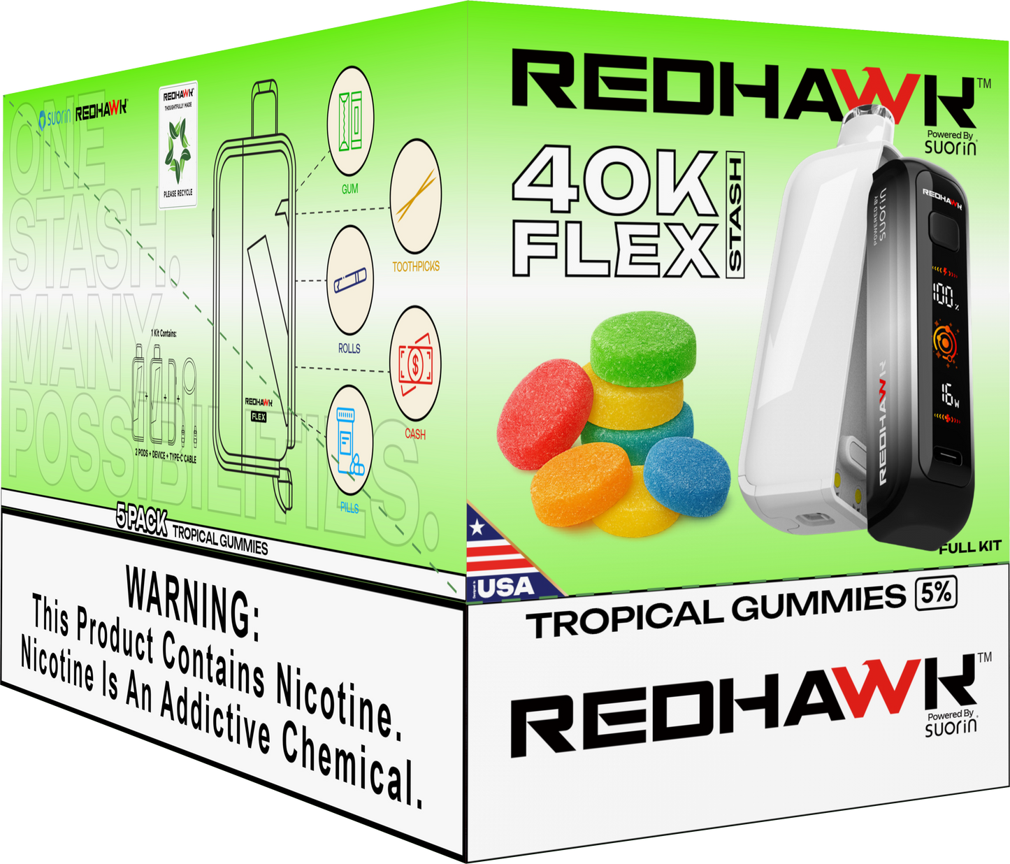 RedHawk 40K Puff FLEX Stash Disposable Vape - Tropical Gummies