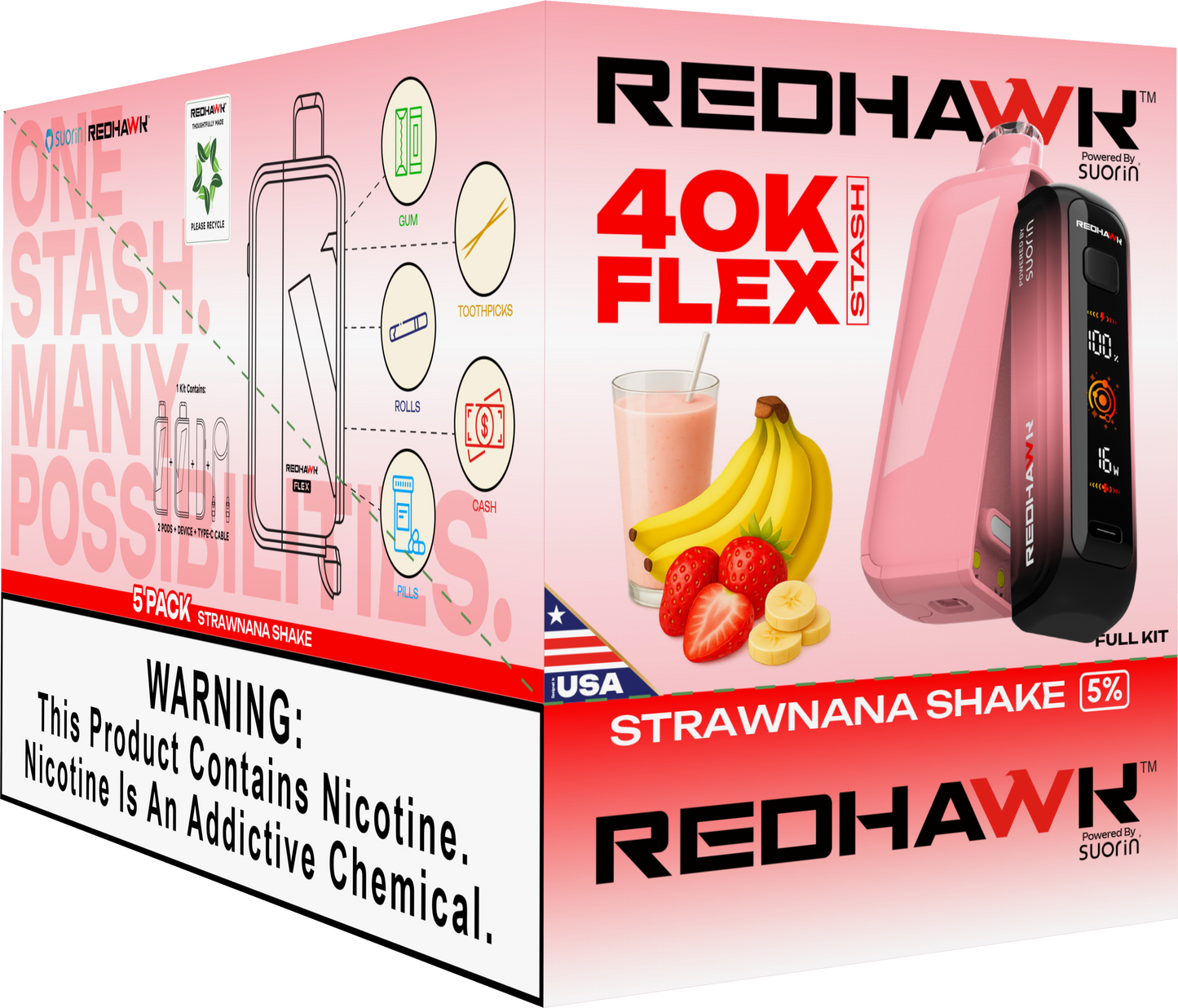 RedHawk 40K Puff FLEX Stash Disposable Vape - StrawNana Shake