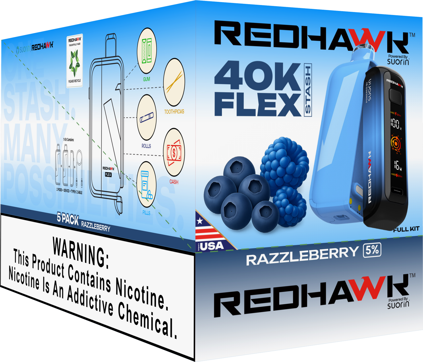 RedHawk 40K Puff FLEX Stash Disposable Vape - RazzleBerry