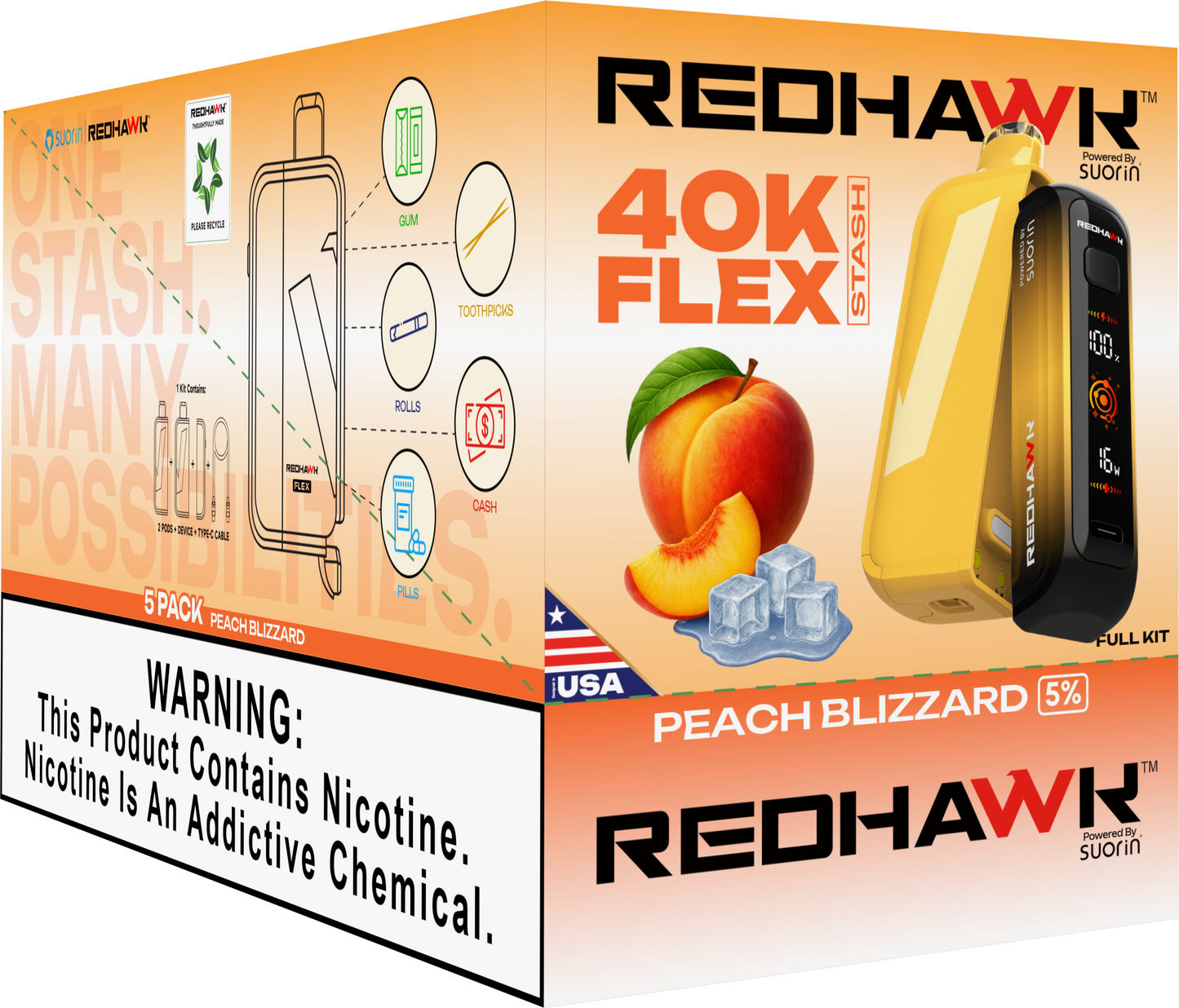 RedHawk 40K Puff FLEX Stash Disposable Vape - Peachy Blizzard