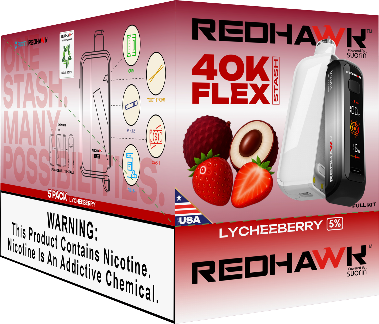 RedHawk 40K Puff FLEX Stash Disposable Vape - LycheeBerry