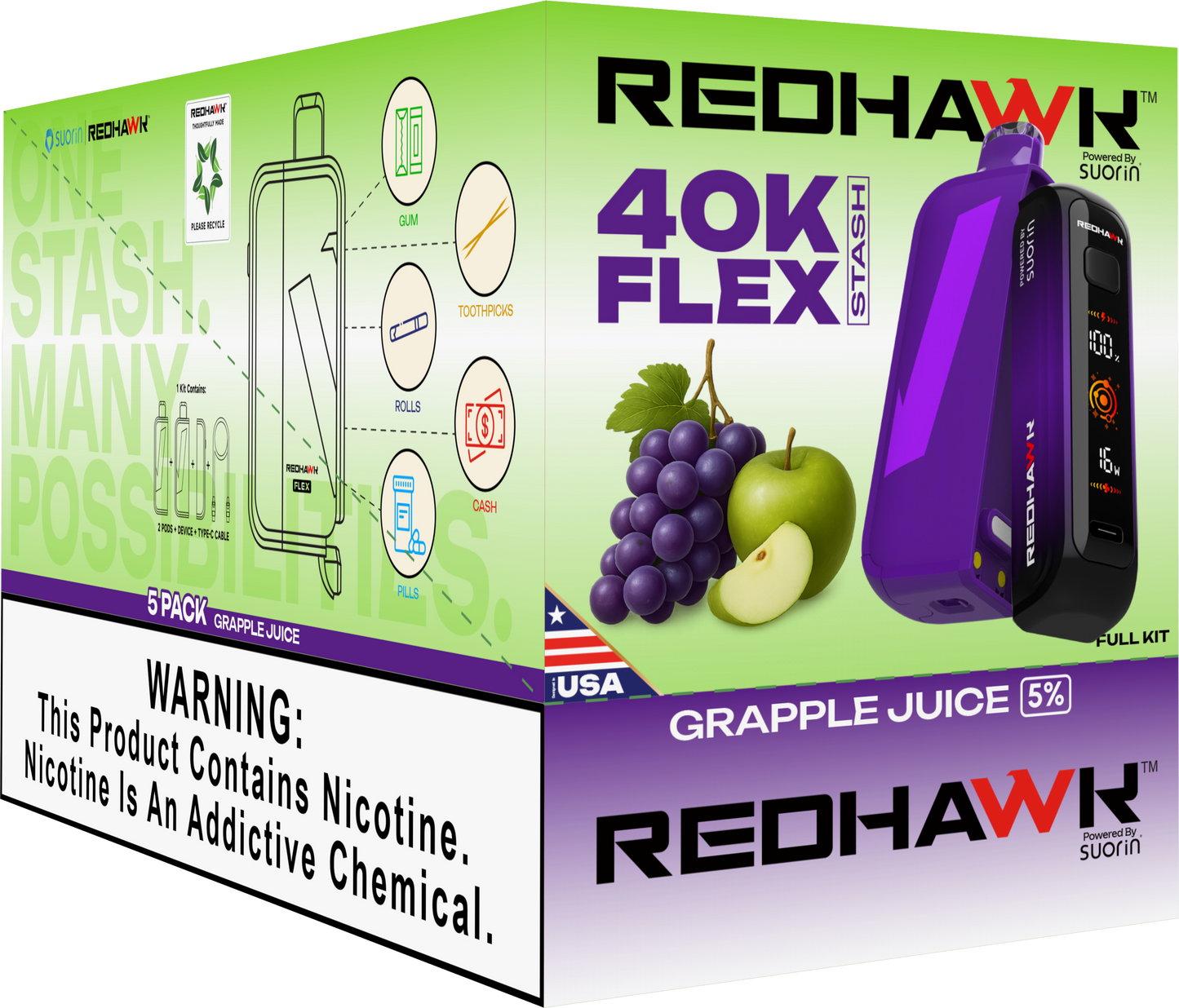 RedHawk 40K Puff FLEX Stash Disposable Vape - Grapple Juice
