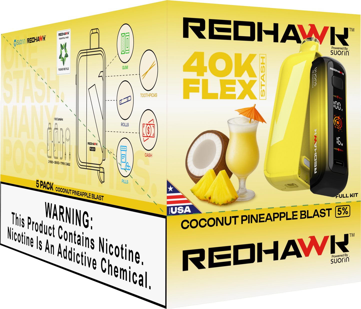 RedHawk 40K Puff FLEX Stash Disposable Vape - Coconut Pineapple Blast