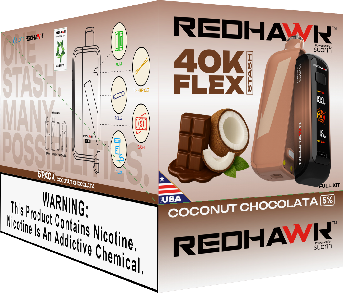 RedHawk 40K Puff FLEX Stash Disposable Vape - Coconut Chocolata