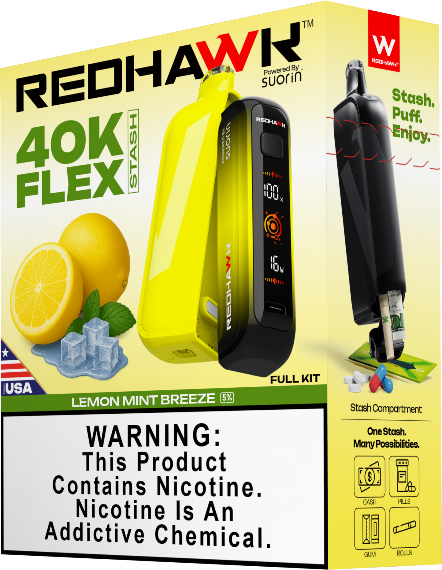 RedHawk 40K Puff FLEX Stash Disposable Vape - Lemon Mint Breeze