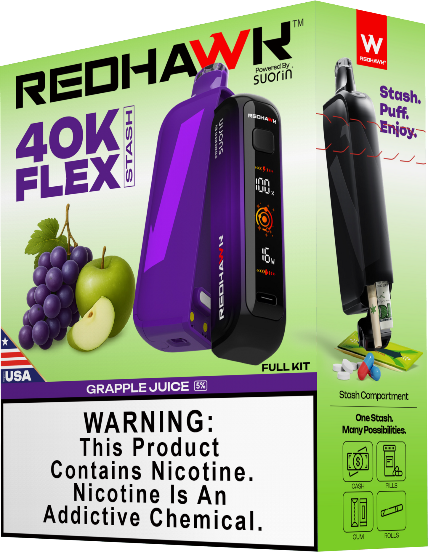 RedHawk 40K Puff FLEX Stash Disposable Vape - Grapple Juice