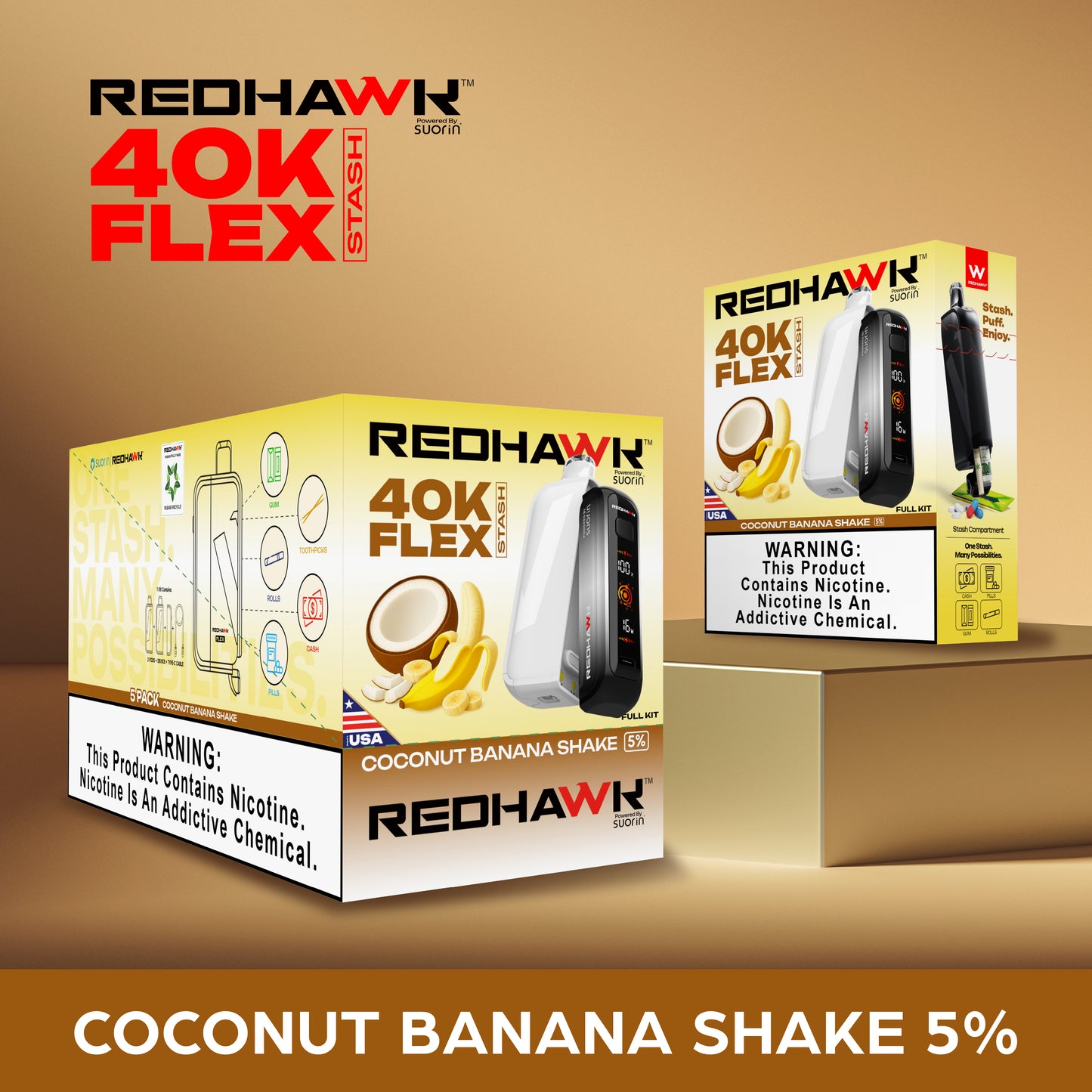 RedHawk 40K Puff FLEX Stash Disposable Vape - Coconut Banana Shake