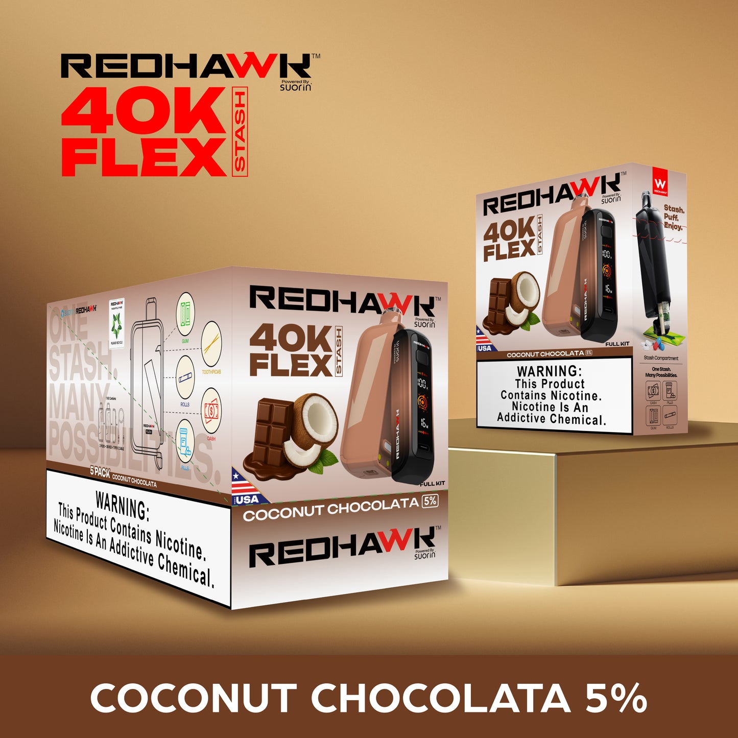 RedHawk 40K Puff FLEX Stash Disposable Vape - Coconut Chocolata