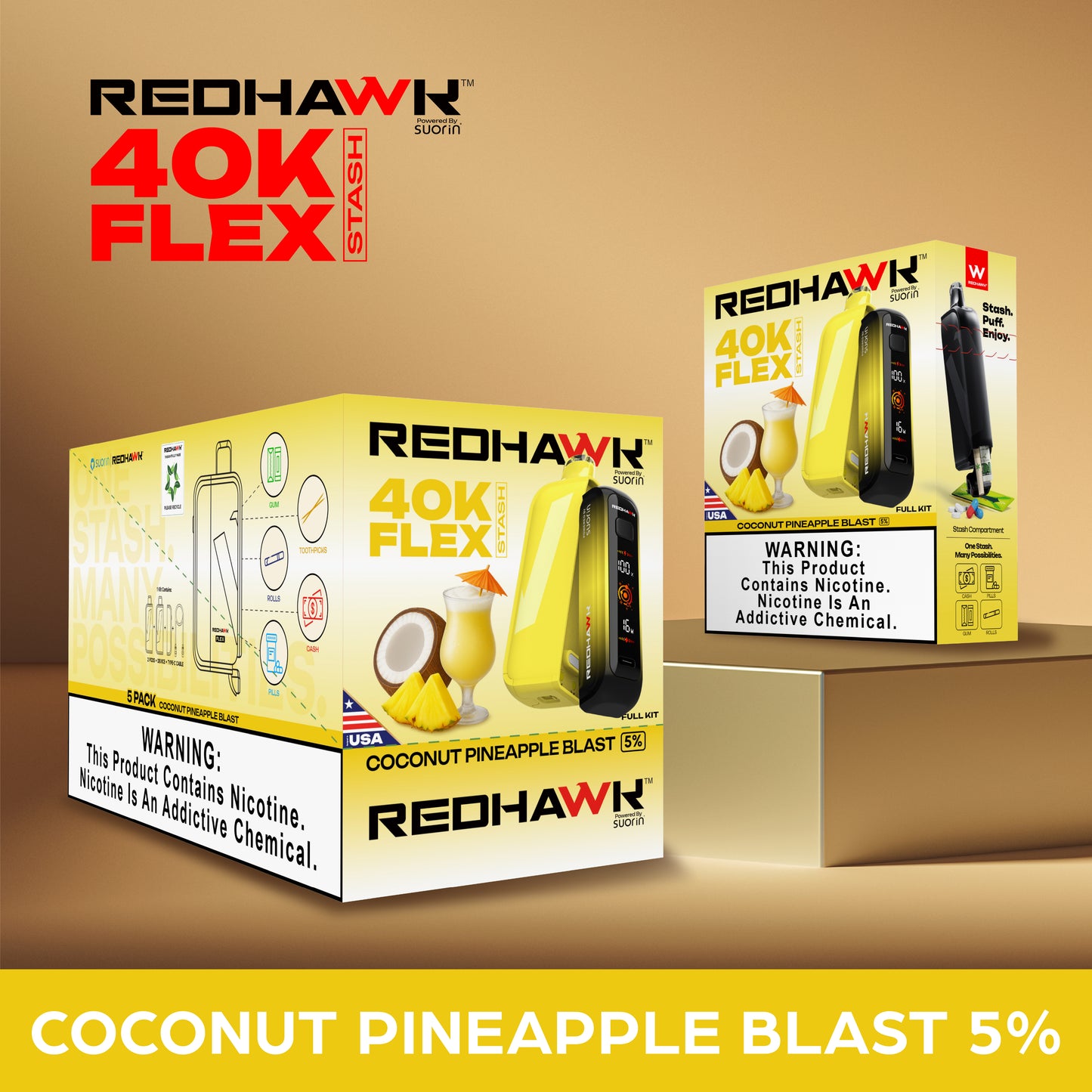 RedHawk 40K Puff FLEX Stash Disposable Vape - Coconut Pineapple Blast