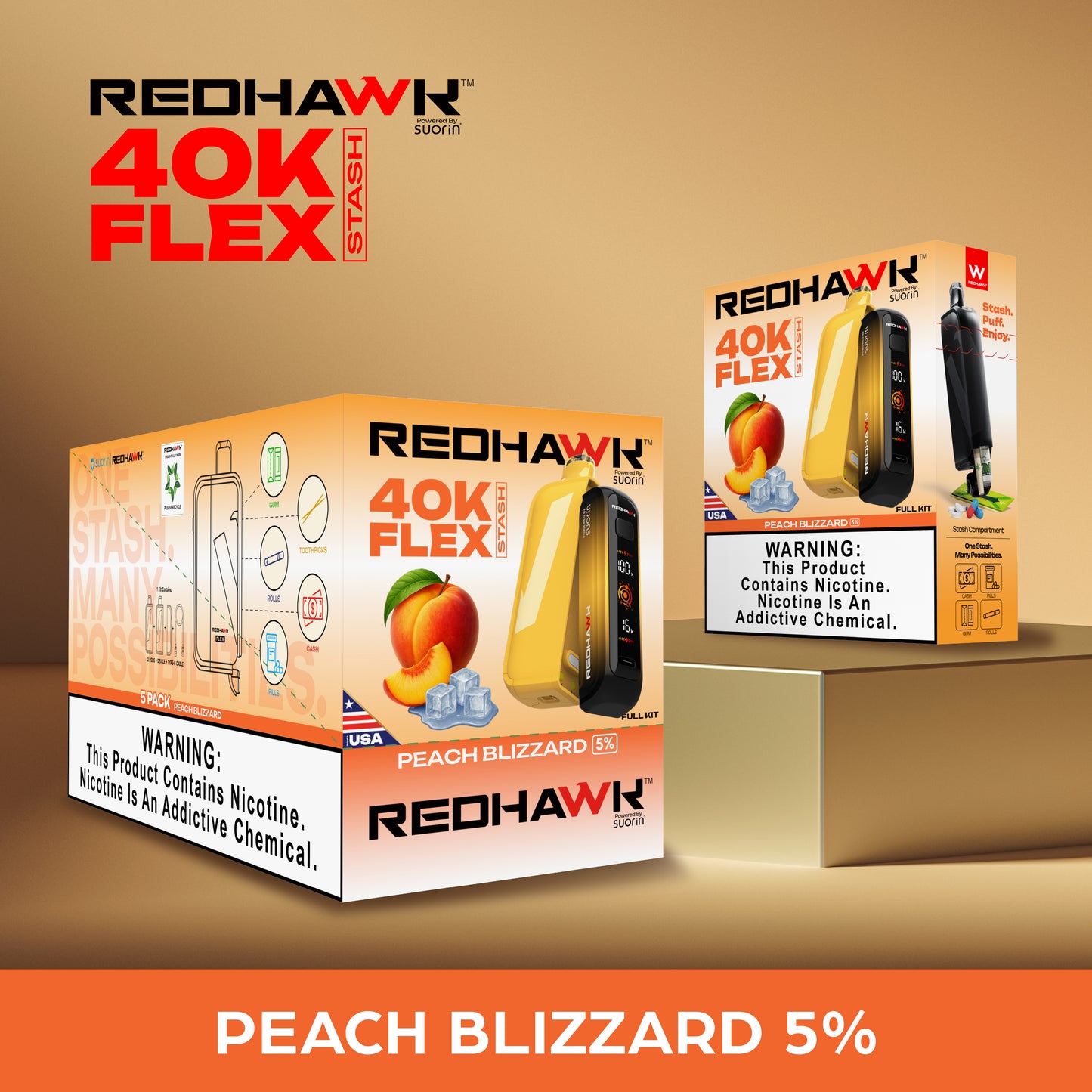 RedHawk 40K Puff FLEX Stash Disposable Vape - Peachy Blizzard