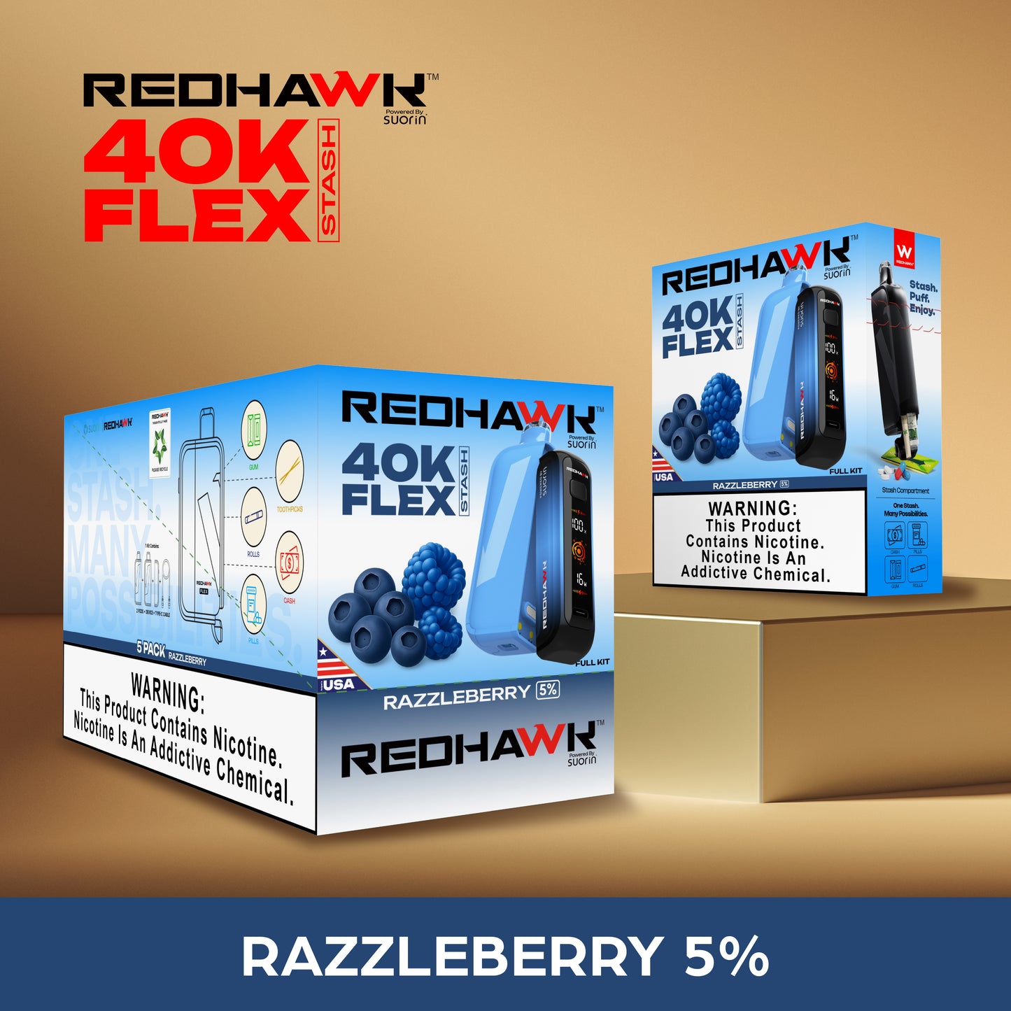 RedHawk 40K Puff FLEX Stash Disposable Vape - RazzleBerry