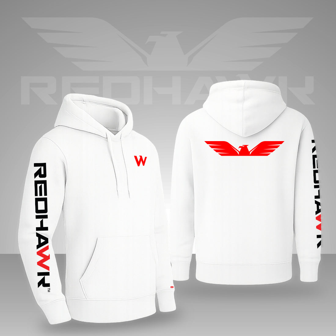 RedHawk Hoodie Sweatshirt – White