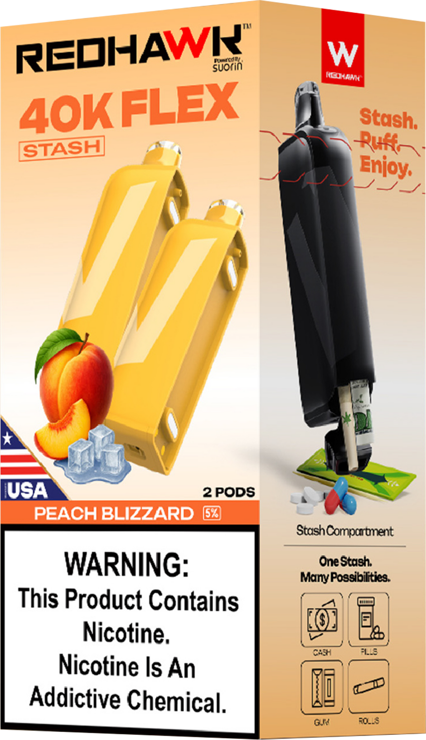 RedHawk 40K FLEX Stash PEACH BLIZZARD 2 Pack Replacement Pods