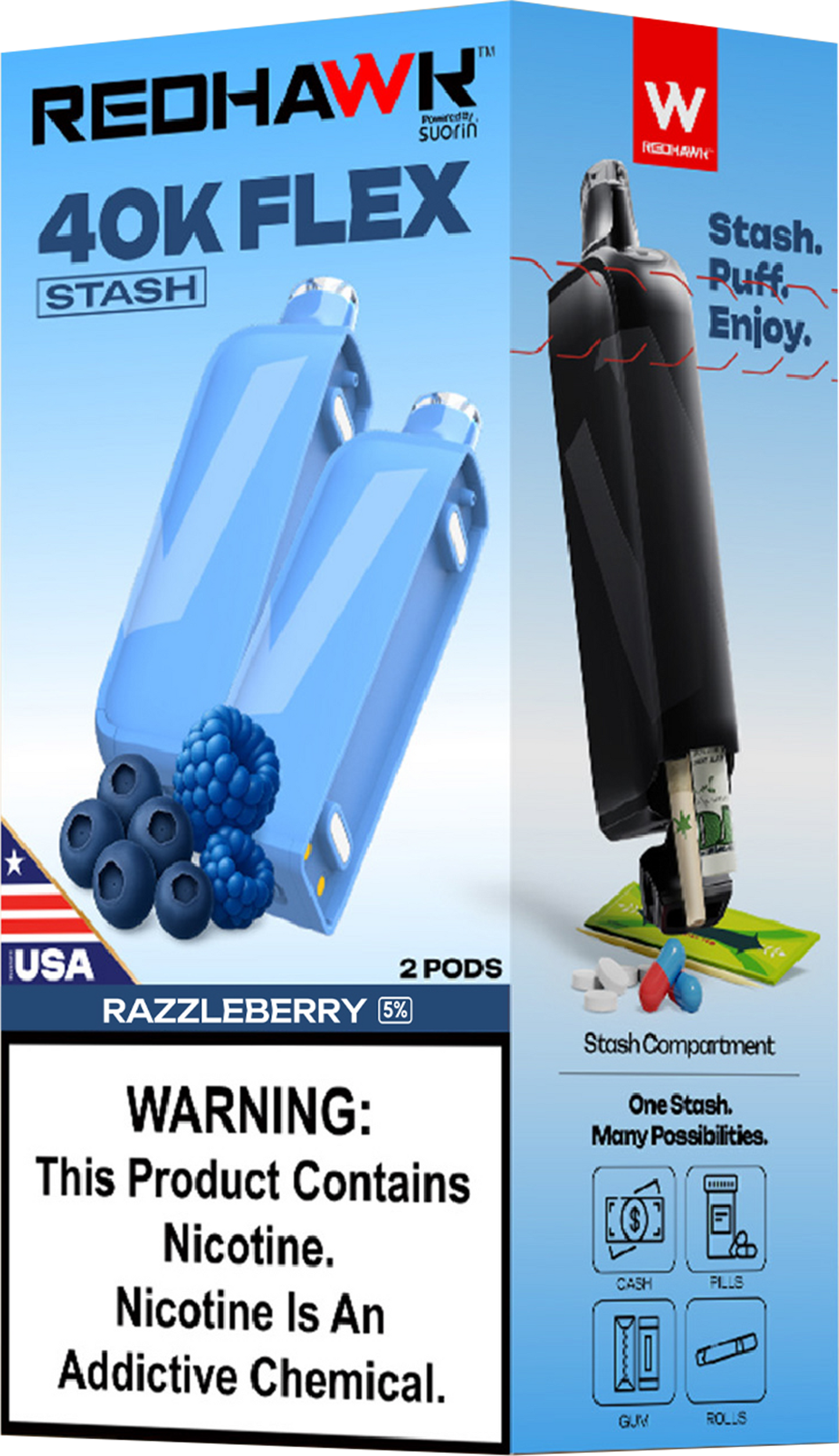 RedHawk 40K FLEX Stash RAZZLEBERRY 2 Pack Replacement Pods