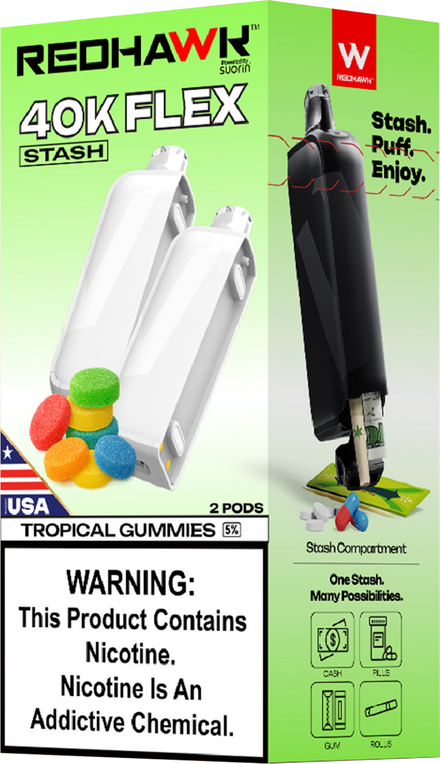 RedHawk 40K FLEX Stash TROPICAL GUMMIES 2 Pack Replacement Pods