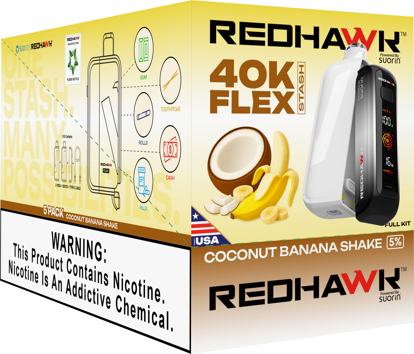 RedHawk 40K Puff FLEX Stash Disposable Vape - Coconut Banana Shake