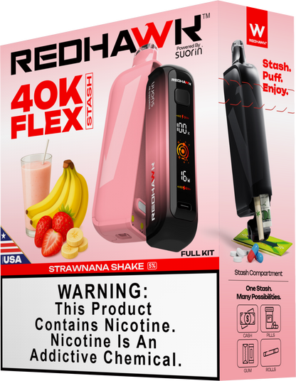 RedHawk 40K Puff FLEX Stash Disposable Vape - StrawNana Shake