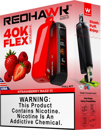RedHawk 40K Puff FLEX Stash Disposable Vape - Strawberry Razz