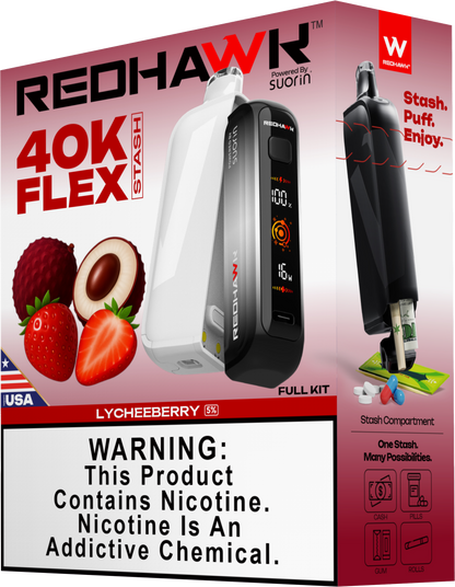 RedHawk 40K Puff FLEX Stash Disposable Vape - LycheeBerry