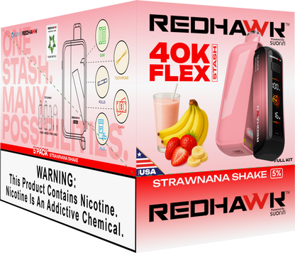 RedHawk 40K Puff FLEX Stash Disposable Vape - StrawNana Shake