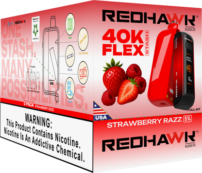 RedHawk 40K Puff FLEX Stash Disposable Vape - Strawberry Razz
