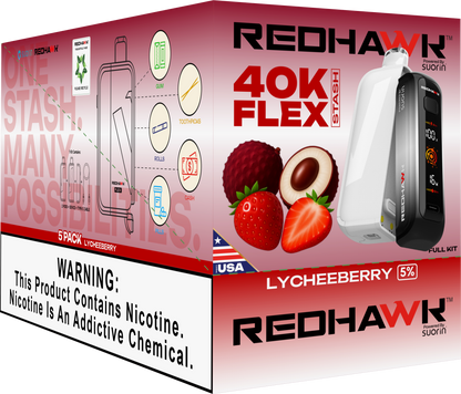 RedHawk 40K Puff FLEX Stash Disposable Vape - LycheeBerry