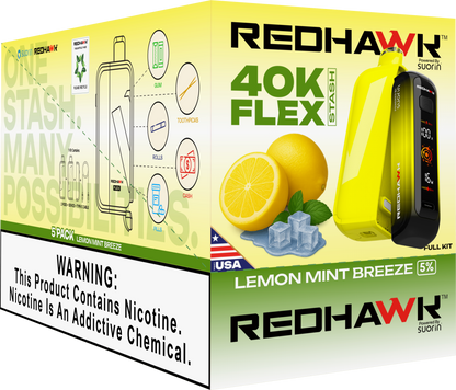 RedHawk 40K Puff FLEX Stash Disposable Vape - Lemon Mint Breeze