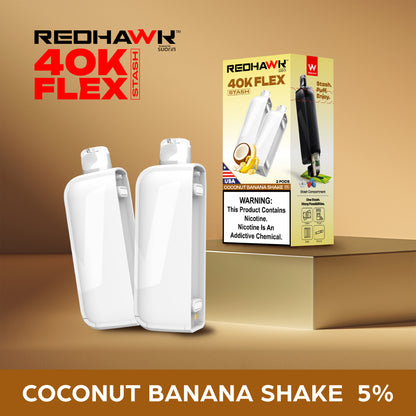 RedHawk 40K FLEX Stash COCONUT BANANA SHAKE 2 Pack Replacement Pods