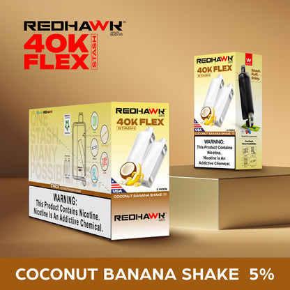 RedHawk 40K FLEX Stash COCONUT BANANA SHAKE 2 Pack Replacement Pods