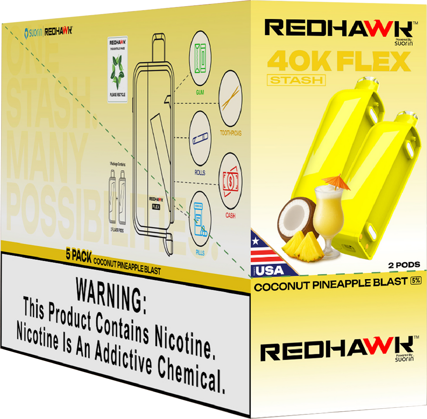 RedHawk 40K FLEX Stash COCONUT PINEAPPLE BLAST 2 Pack Replacement Pods