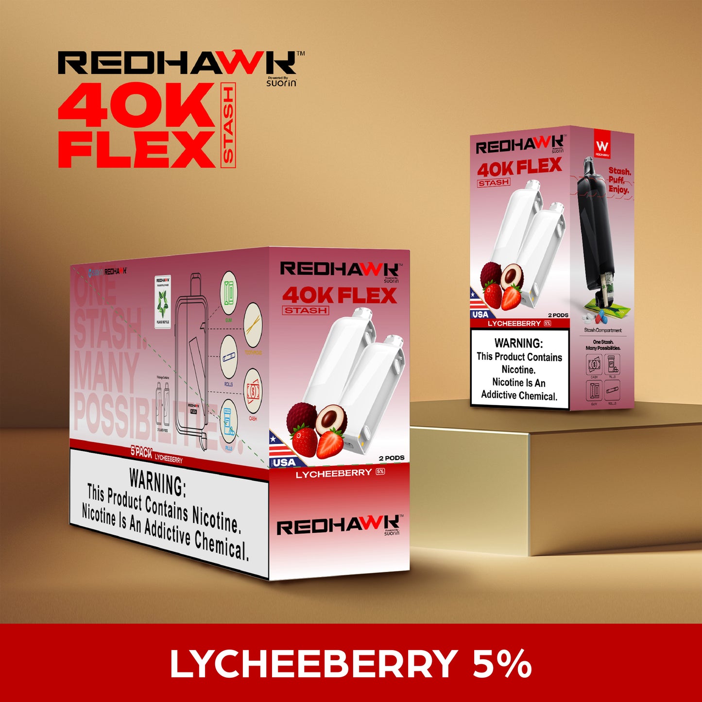 RedHawk 40K FLEX Stash LYCHEEBERRY 2 Pack Replacement Pods
