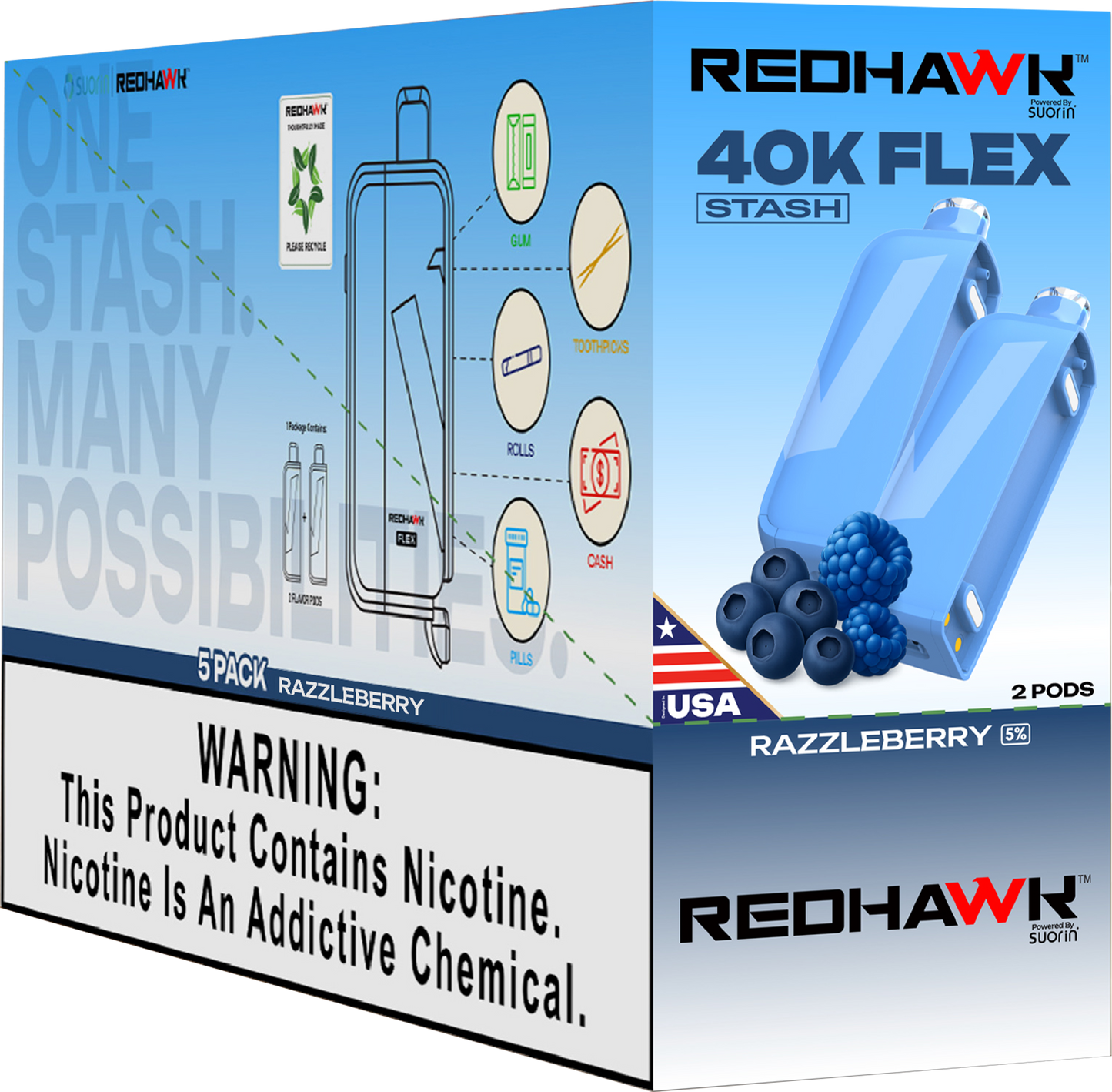 RedHawk 40K FLEX Stash RAZZLEBERRY 2 Pack Replacement Pods