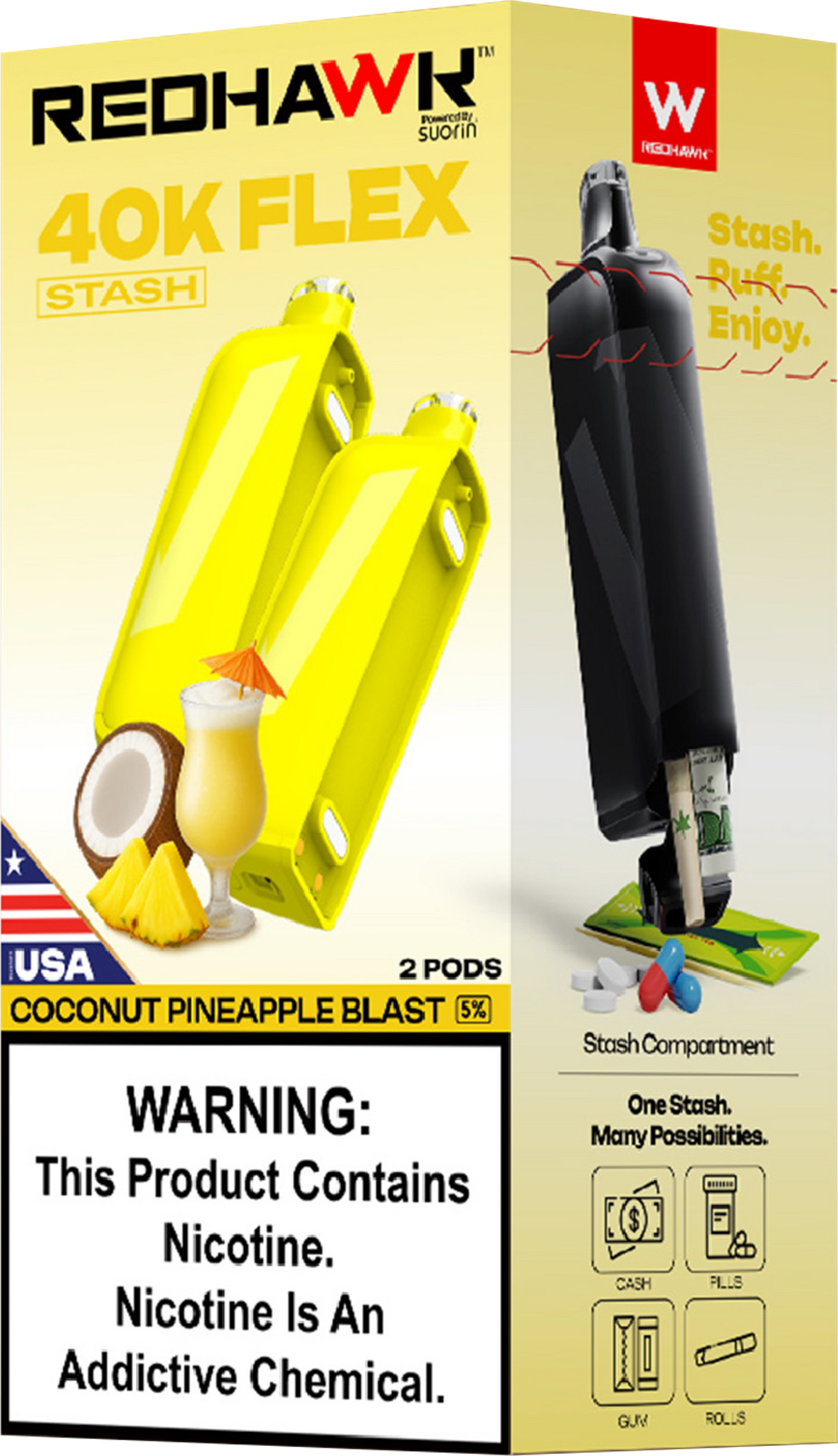 RedHawk 40K FLEX Stash COCONUT PINEAPPLE BLAST 2 Pack Replacement Pods