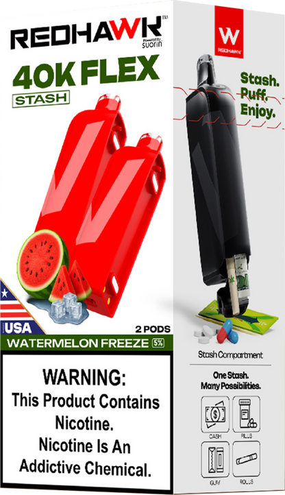 RedHawk 40K FLEX Stash WATERMELON FREEZE 2 Pack Replacement Pods