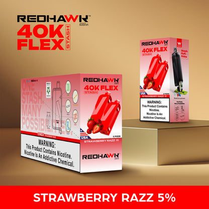 RedHawk 40K FLEX Stash STRAWBERRY RAZZ 2 Pack Replacement Pods