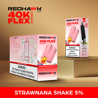 RedHawk 40K FLEX Stash STRAWNANA SHAKE 2 Pack Replacement Pods