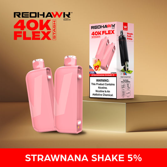 RedHawk 40K FLEX Stash STRAWNANA SHAKE 2 Pack Replacement Pods