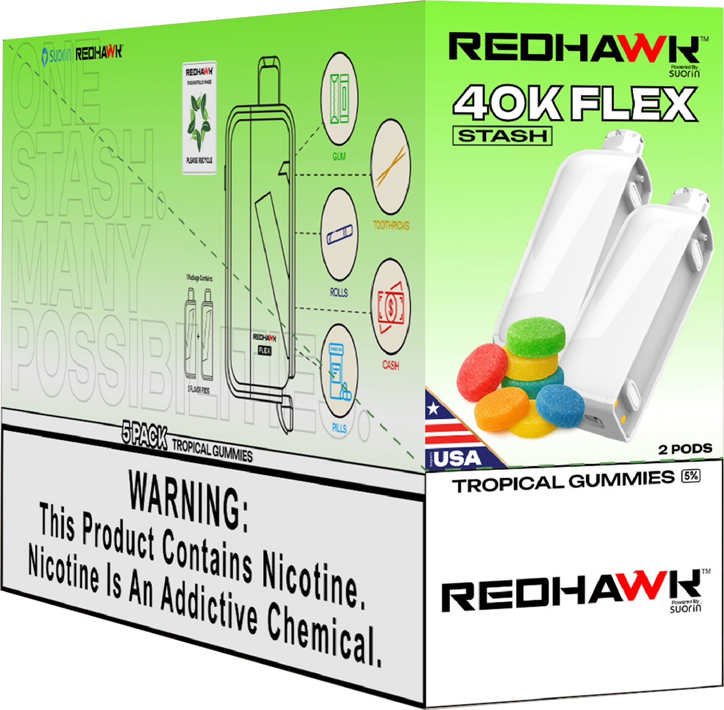 RedHawk 40K FLEX Stash TROPICAL GUMMIES 2 Pack Replacement Pods